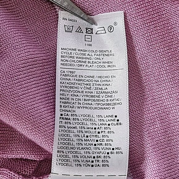 Athleta Cardigan Womens L Pink Buttons Pockets Knit Wool Blend LS Athleisure - Picture 8 of 15